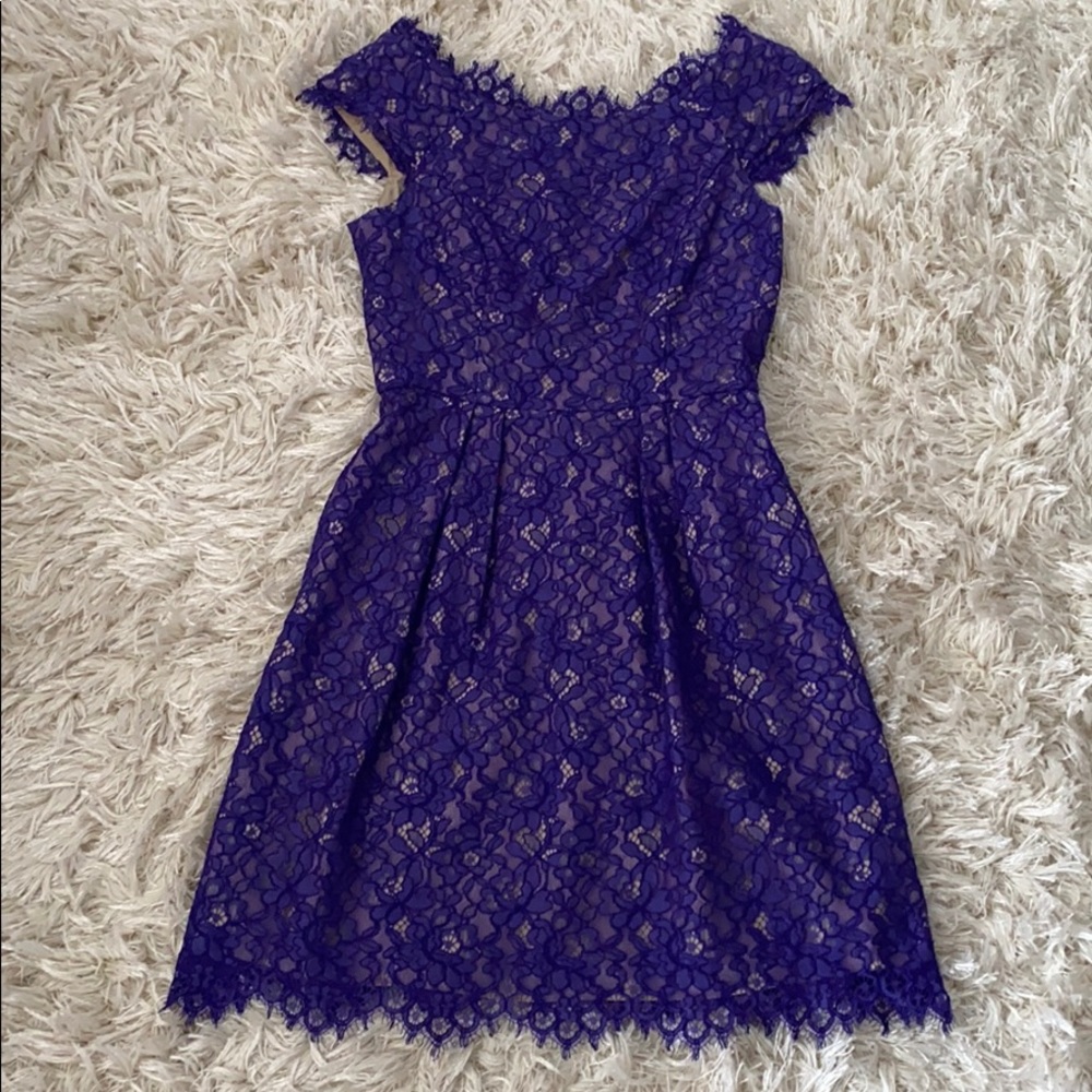 Purple Floral Lace Dress - Picture 4 of 11